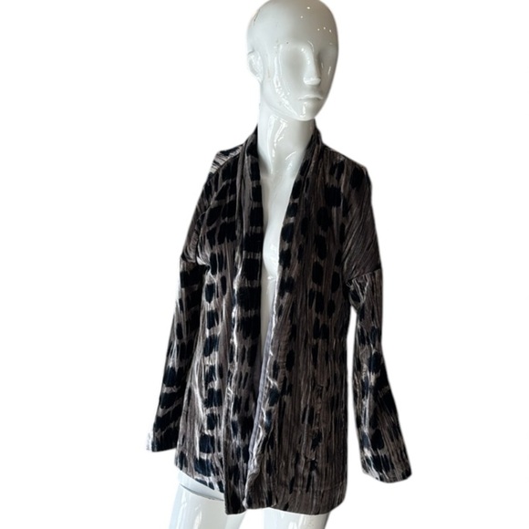 J. Jill Crushed Velvet Gray & Navy Shibori Print Open Jacket Size SP NWT - Picture 7 of 10